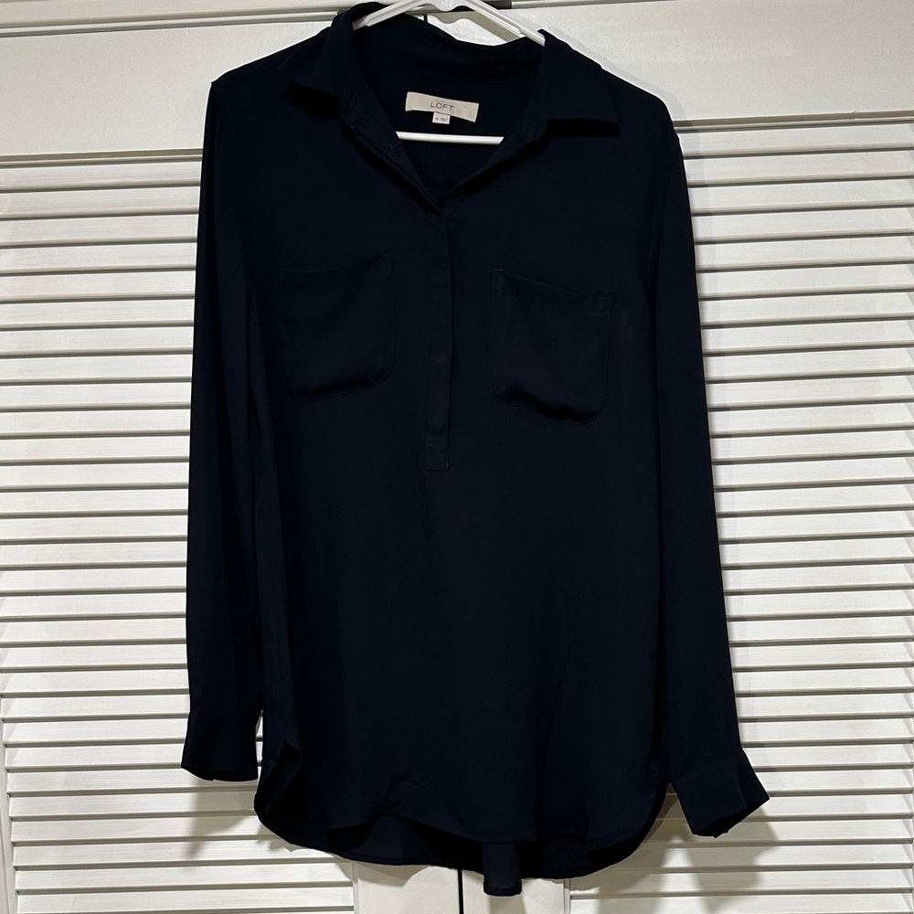 LOFT Navy Blue Tunic shirt - Medium - Picture 3 of 11